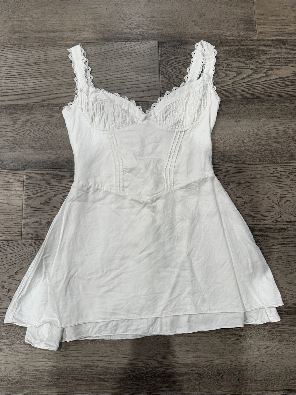 House of CB White Lace-Trim Mini Slip Dress